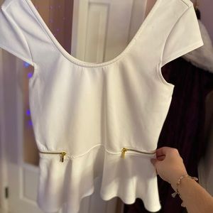White peplum top